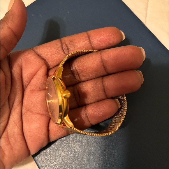 Unisex Women's 34mm Rose Gold Tone Fossil Watch, Black Face, Mesh Band, ES4405 - Picture 5 of 9